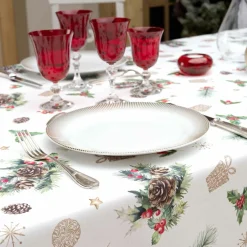 Nappe Et Chemin De Table|douceur d'intu017drieur Nappe de Noël rectangulaire anti tache (150 x 240 cm) Hollystar Vert