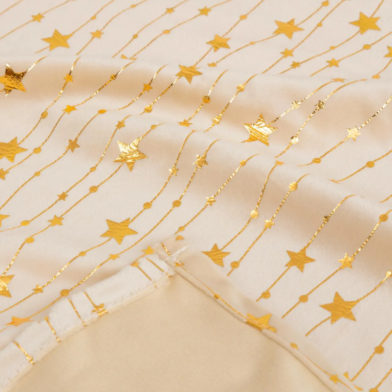 Nappe Et Chemin De Table|JJA Nappe de Noël rectangulaire (360 x 140 cm) Pluie d'étoiles et doré Ivoire