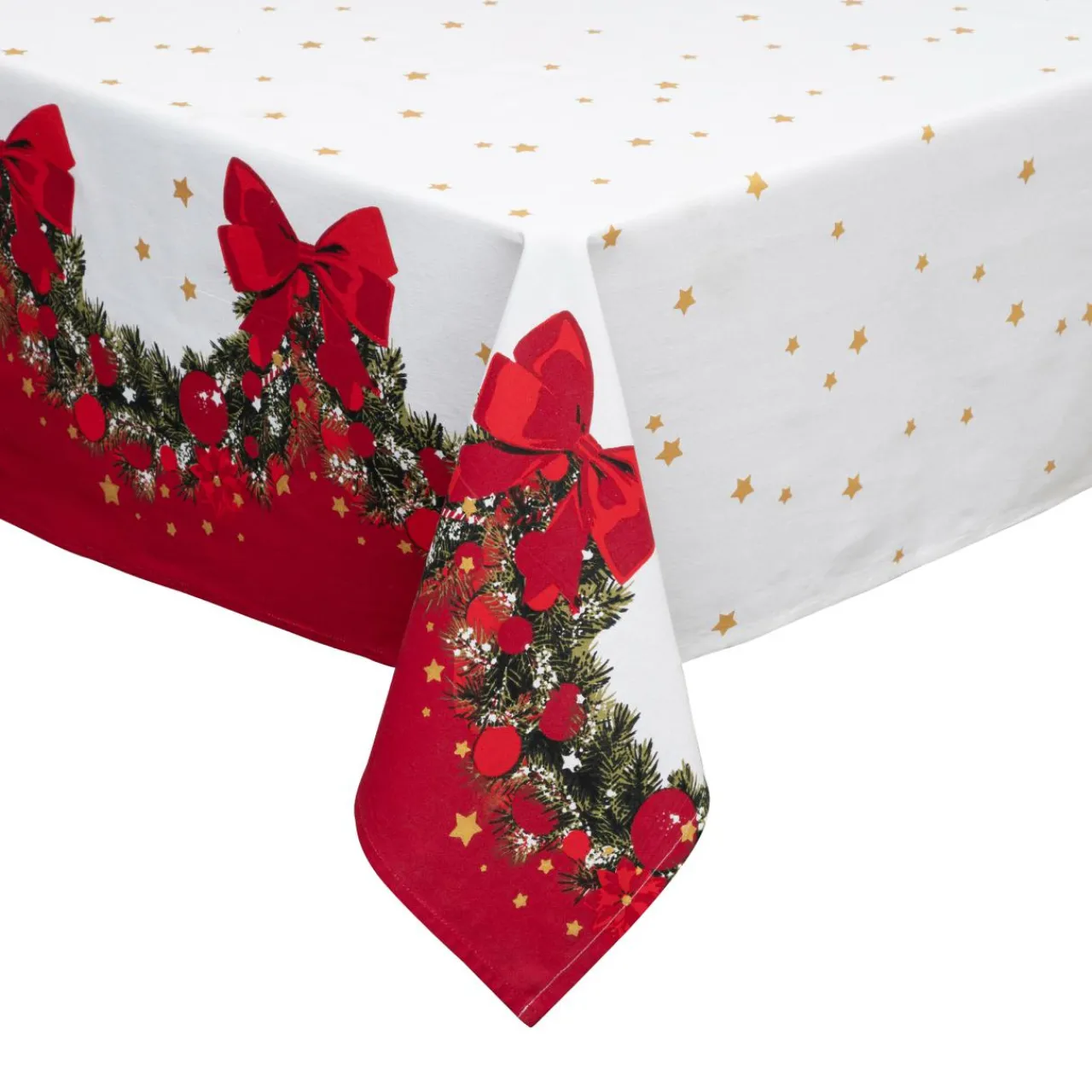 Nappe Et Chemin De Table|FEERIC LIGHTS Nappe de Noël rectangulaire coton (140 x 240 cm) Guirlande Festive Rouge