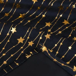 Nappe Et Chemin De Table|JJA Nappe de Noël rectangulaire (140 x 240 cm) Pluie d'étoiles et dorée Noir