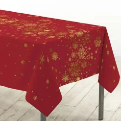 Nappe Et Chemin De Table|Douceur d interieur Nappe de Noël rectangulaire (150 x 240 cm) Constellation et doré Rouge