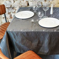 Nappe Et Chemin De Table|L'EFFET PAPILLON Nappe de Noël rectangulaire (145 x 300 cm) Facette Anthracite