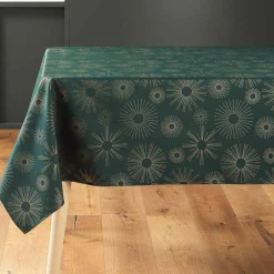 Nappe Et Chemin De Table|DOUCEUR D'INTERIEUR Nappe de Noël rectangulaire (150 x 300 cm) Pampille métallisé Vert