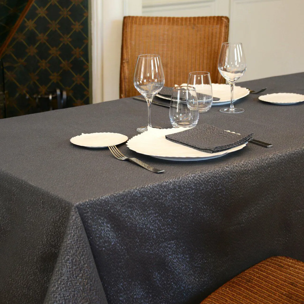 Nappe Et Chemin De Table|L'EFFET PAPILLON Nappe de Noël rectangulaire (150 x 300 cm) Etincelle Anthracite