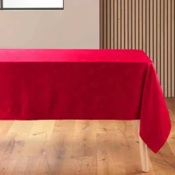 Nappe Et Chemin De Table|Douceur d interieur Nappe de Noël rectangulaire (140 x 300 cm) Flocon d'hiver Rouge
