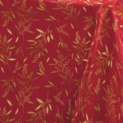 Nappe Et Chemin De Table|Douceur d interieur Nappe de Noël rectangulaire (140 x 240 cm) Naelle et or Rouge