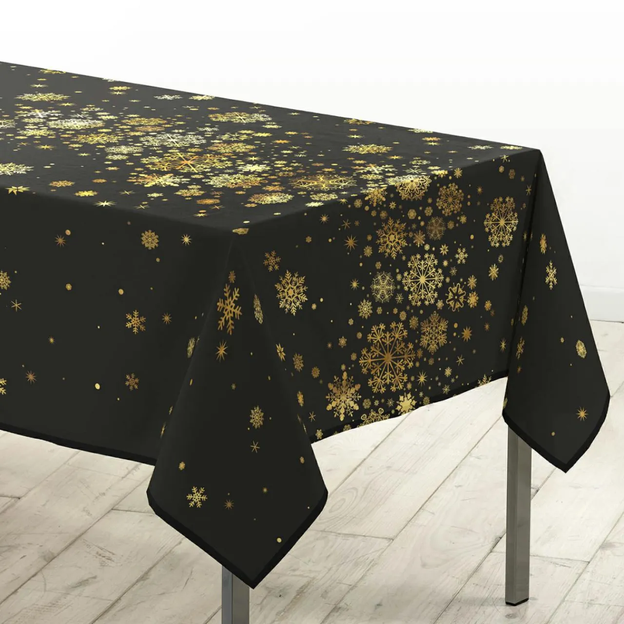 Nappe Et Chemin De Table|Douceur d interieur Nappe de Noël rectangulaire (150 x 300 cm) Constellation et doré Noir