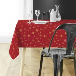 Nappe Et Chemin De Table|Douceur d interieur Nappe de Noël rectangulaire (140 x 240 cm) Astrelia et or Rouge