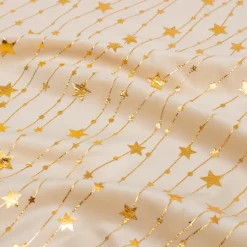 Nappe Et Chemin De Table|JJA Nappe de Noël rectangulaire (140 x 240 cm) Pluie d'étoiles et doré Ivoire