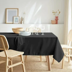 Nappe De Table|EMINZA Nappe rectangulaire anti tache (140 x 350 cm) Elise e Noir