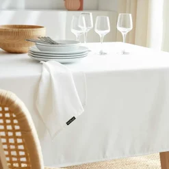 Nappe De Table|EMINZA Nappe rectangulaire anti tache (140 x 300 cm) Elise he Blanc