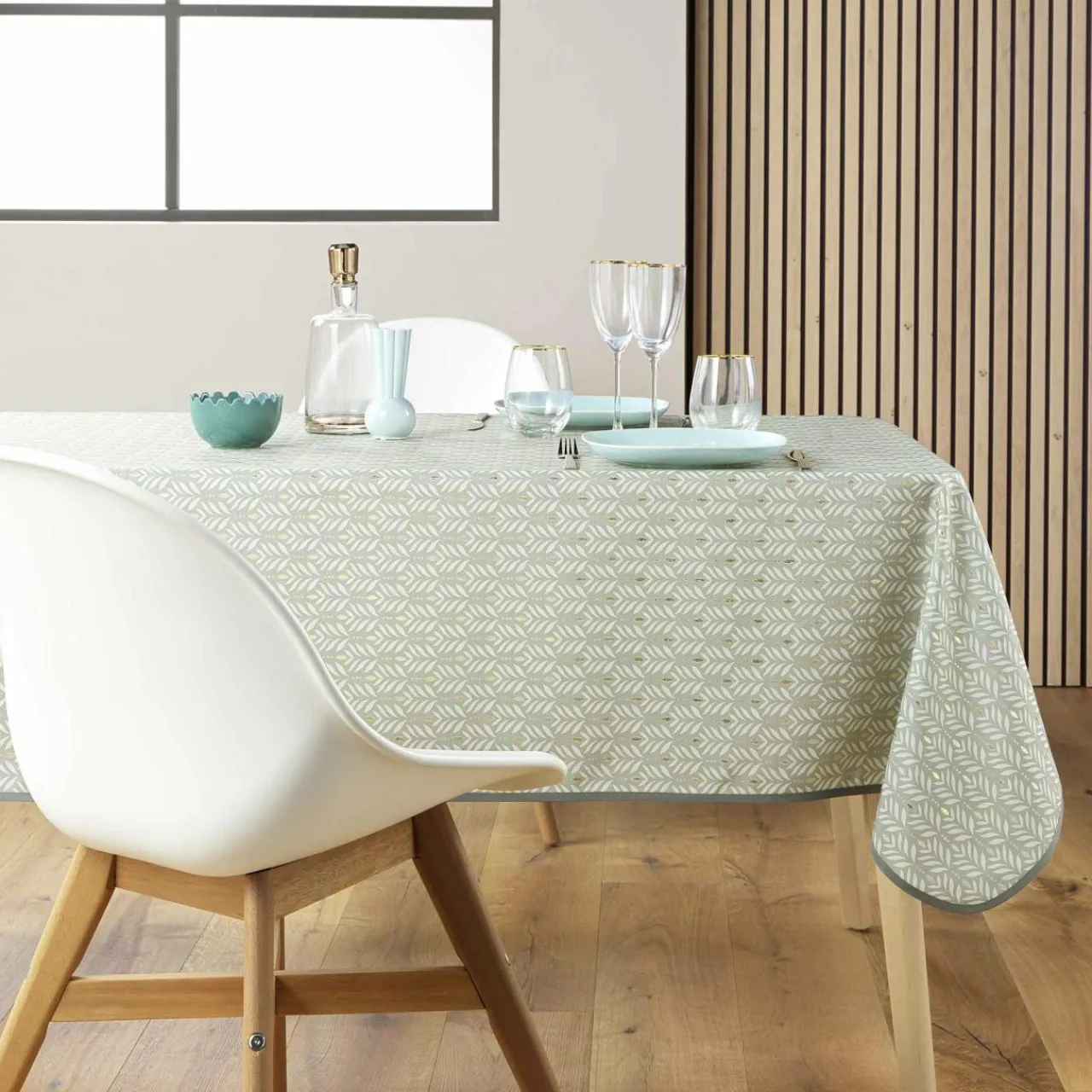 Nappe De Table|douceur d'intu017drieur Nappe rectangulaire anti tache (145 x 240 cm) Piana Vert sauge