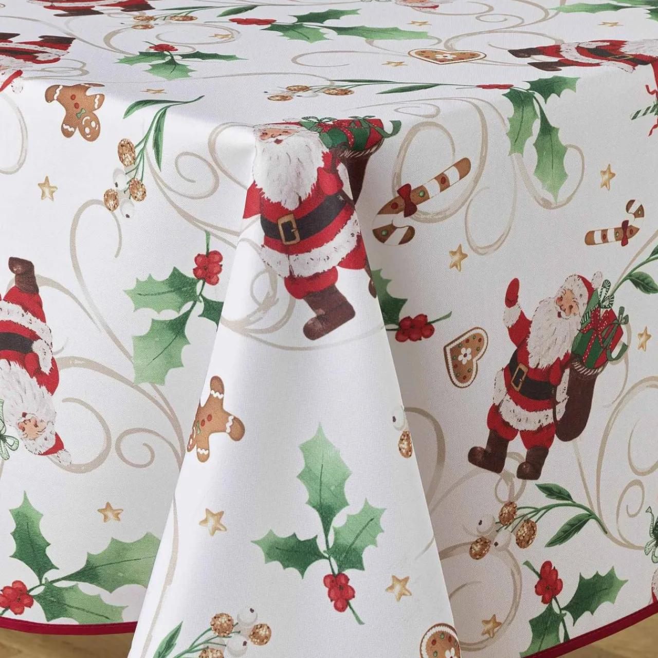 Nappe Et Chemin De Table|douceur d'intu017drieur Nappe rectangulaire anti tache (150 x 240 cm) Père Noël Blanc