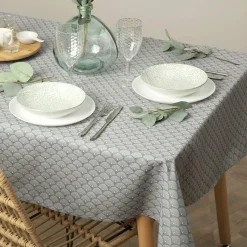 Nappe De Table|ATMOSPHERA Nappe rectangulaire anti tache (150 x 300 cm) Livia e Gris