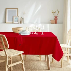 Nappe De Table|EMINZA Nappe rectangulaire anti tache (140 x 200 cm) Elise Rouge