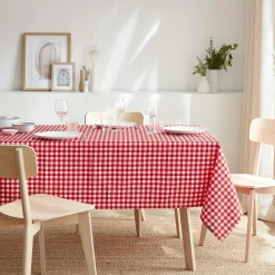 Nappe De Table|EMINZA Nappe rectangulaire anti tache (140 x 200 cm) Elise Vichy Rouge Vichy-rouge