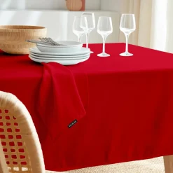 Nappe De Table|EMINZA Nappe rectangulaire anti tache (140 x 300 cm) Elise Rouge