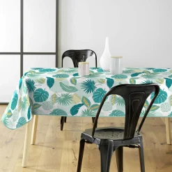Nappe De Table|douceur d'intu017drieur Nappe rectangulaire anti tache tissu PVC imperméable (140 x 240 cm) Plantania e Bleu