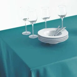 Nappe De Table|ATMOSPHERA Nappe rectangulaire anti tache (140 x 240 cm) Mina Bleu canard