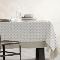 Nappe De Table|EMINZA Nappe rectangulaire coton enduit (150 x 250 cm) Clara e Gris