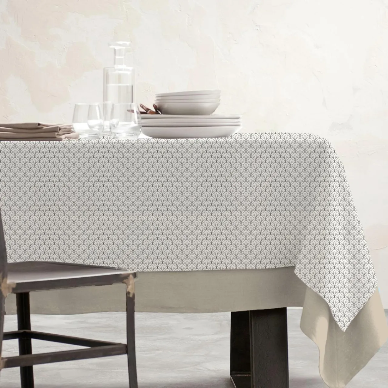 Nappe De Table|EMINZA Nappe rectangulaire coton enduit (150 x 250 cm) Clara e Gris