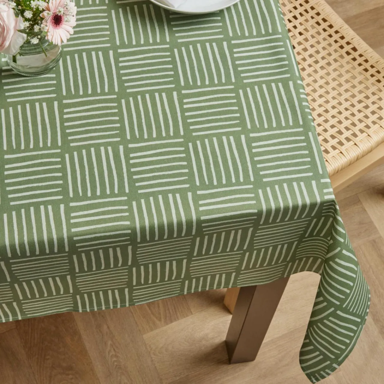 Nappe De Table|EMINZA Nappe rectangulaire coton enduit (150 x 250 cm) Paolo e Vert