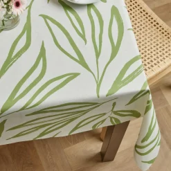 Nappe De Table|EMINZA Nappe rectangulaire coton enduit (150 x 350 cm) Galice Vert Eucalyptus