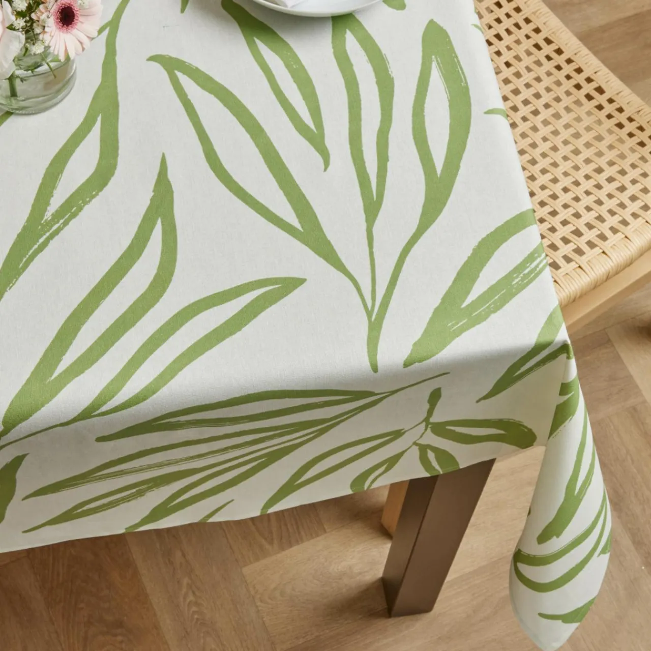Nappe De Table|EMINZA Nappe rectangulaire coton enduit (150 x 250 cm) Galice Vert Eucalyptus