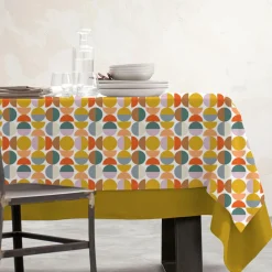 Nappe De Table|EMINZA Nappe rectangulaire coton enduit (150 x 350 cm) Brooklyn Multicolore
