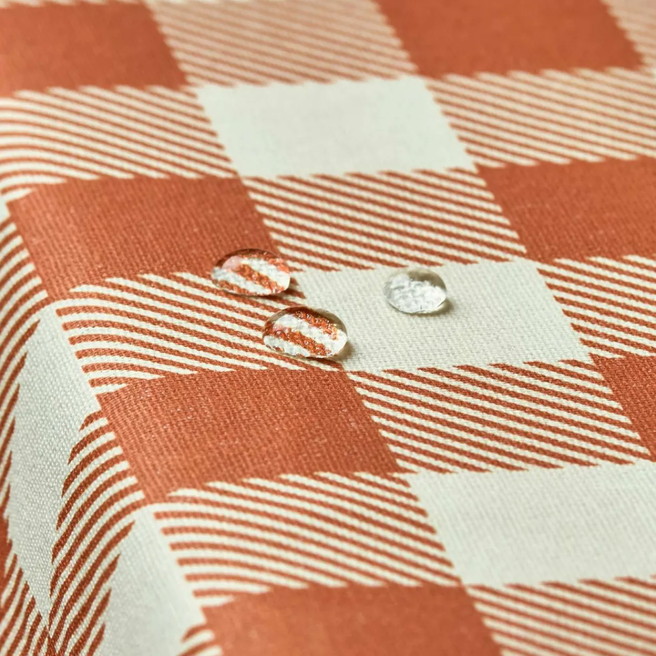 Nappe De Table|EMINZA Nappe rectangulaire coton enduit (150 x 350 cm) Vichy Terracotta