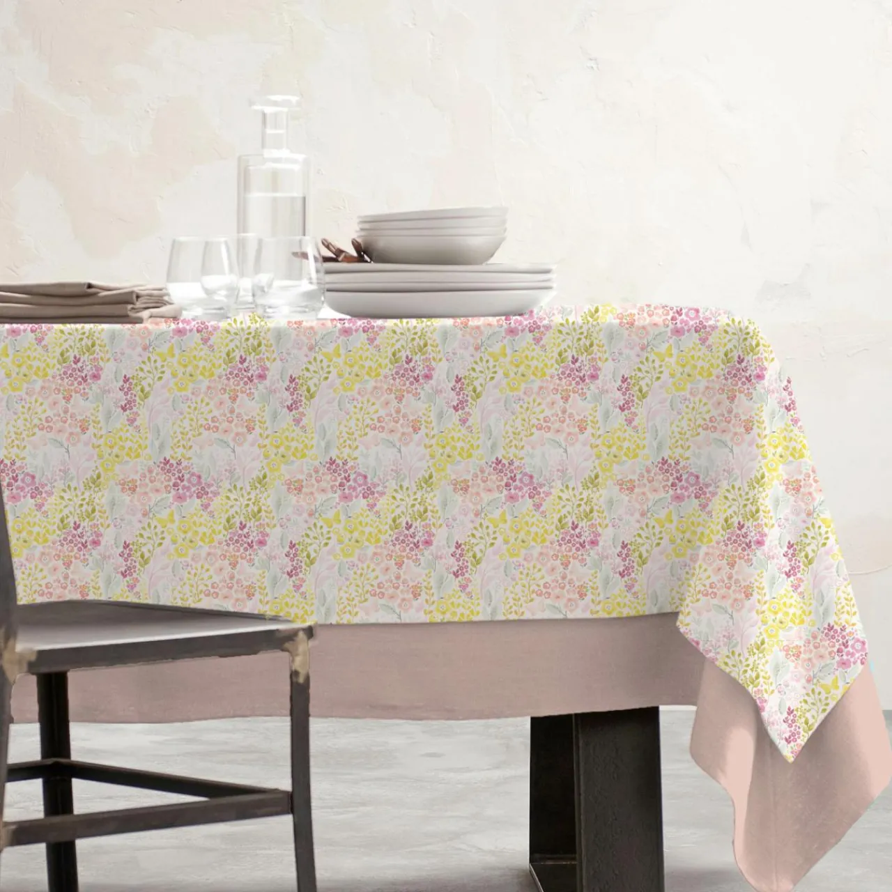 Nappe De Table|EMINZA Nappe rectangulaire coton enduit (150 x 350 cm) Paquerettes Multicolore