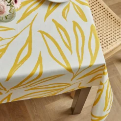 Nappe De Table|EMINZA Nappe rectangulaire coton enduit (150 x 350 cm) Galice Jaune moutarde