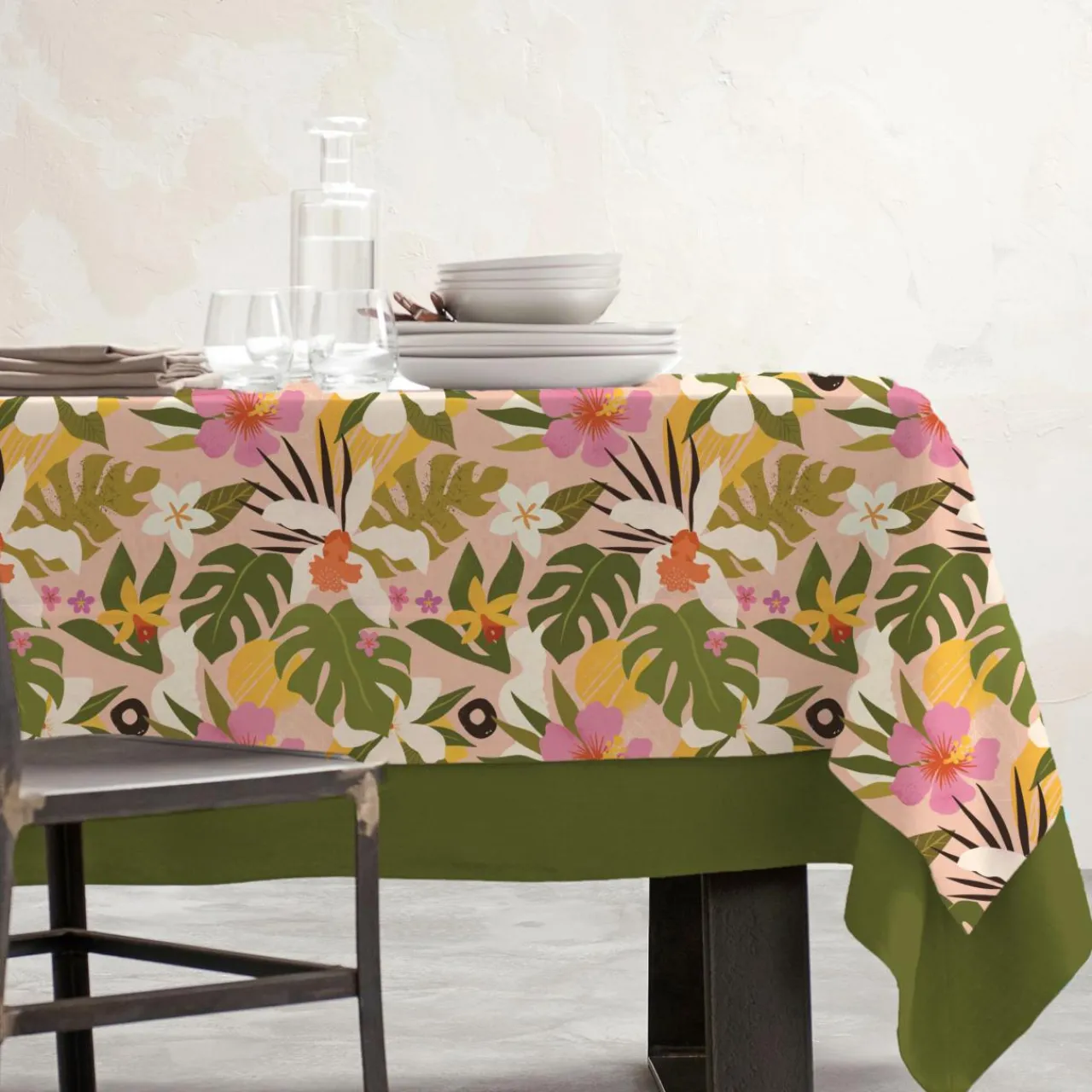 Nappe De Table|EMINZA Nappe rectangulaire coton enduit (150 x 250 cm) Rio Multicolore