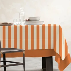 Nappe De Table|EMINZA Nappe rectangulaire coton enduit (150 x 250 cm) Clementine Orange