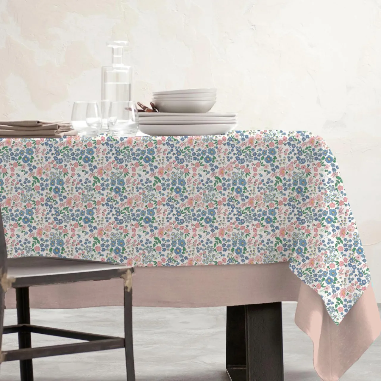 Nappe De Table|EMINZA Nappe rectangulaire coton enduit (150 x 250 cm) Corolle Multicolore