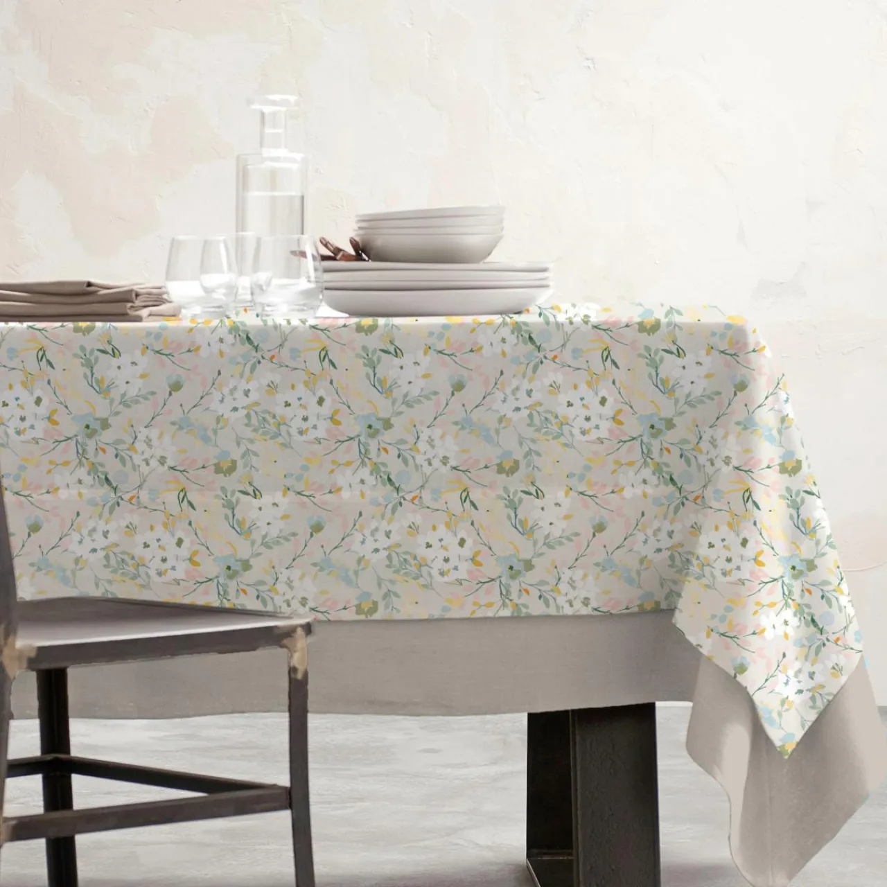 Nappe De Table|EMINZA Nappe rectangulaire coton enduit (150 x 250 cm) Ornella Multicolore