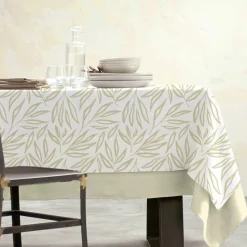 Nappe De Table|EMINZA Nappe rectangulaire coton enduit (150 x 350 cm) Galice Beige