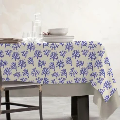 Nappe De Table|EMINZA Nappe rectangulaire coton enduit (150 x 250 cm) Moorea e Bleu