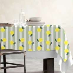Nappe De Table|EMINZA Nappe rectangulaire coton enduit (150 x 250 cm) Antibes e Vert