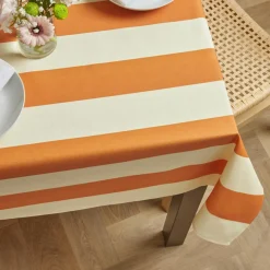 Nappe De Table|EMINZA Nappe rectangulaire coton enduit (150 x 350 cm) Clementine Orange