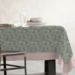 Nappe De Table|EMINZA Nappe rectangulaire coton enduit (150 x 350 cm) Juliette Vert Eucalyptus