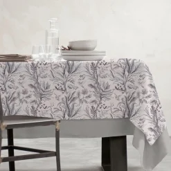 Nappe De Table|EMINZA Nappe rectangulaire coton enduit (150 x 350 cm) Colibri e Gris