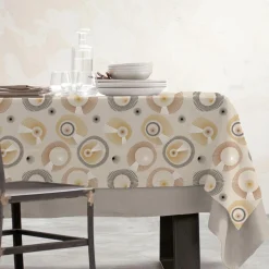 Nappe De Table|EMINZA Nappe rectangulaire coton enduit (150 x 350 cm) Manhattan Beige