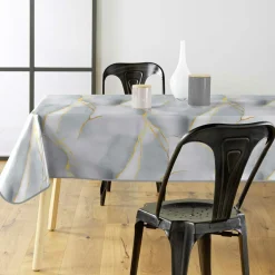 Nappe De Table|douceur d'intu017drieur Nappe rectangulaire enduite PVC (140 x 240 cm) Marbrelle e Gris
