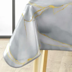 Nappe De Table|douceur d'intu017drieur Nappe rectangulaire enduite PVC (140 x 240 cm) Marbrelle e Gris