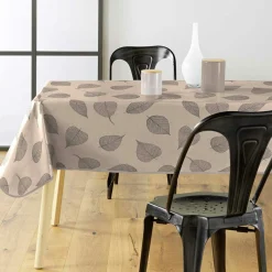 Nappe De Table|douceur d'intu017drieur Nappe rectangulaire enduite PVC (140 x 240 cm) Feuillys Beige