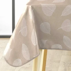 Nappe De Table|douceur d'intu017drieur Nappe rectangulaire enduite PVC (140 x 240 cm) Feuillys he Blanc