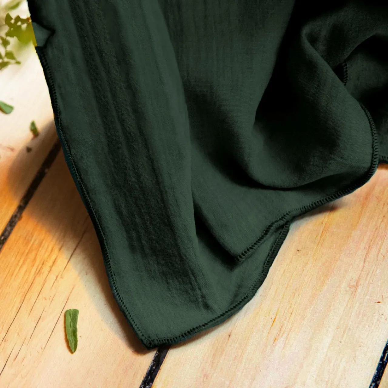 Nappe De Table|EMINZA Nappe rectangulaire gaze de coton (150 x 350 cm) Gaïa Vert sapin