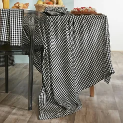 Nappe De Table|EMINZA Nappe rectangulaire gaze de coton (150 x 250 cm) Gaïa vichy e Noir