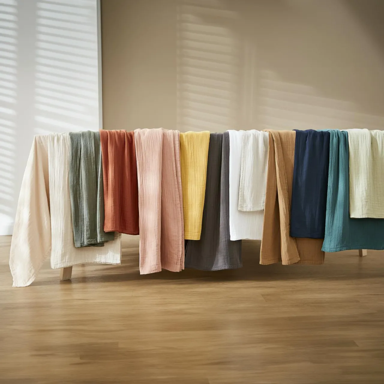 Nappe De Table|EMINZA Nappe rectangulaire gaze de coton (150 x 250 cm) Gaïa Rose Pêche